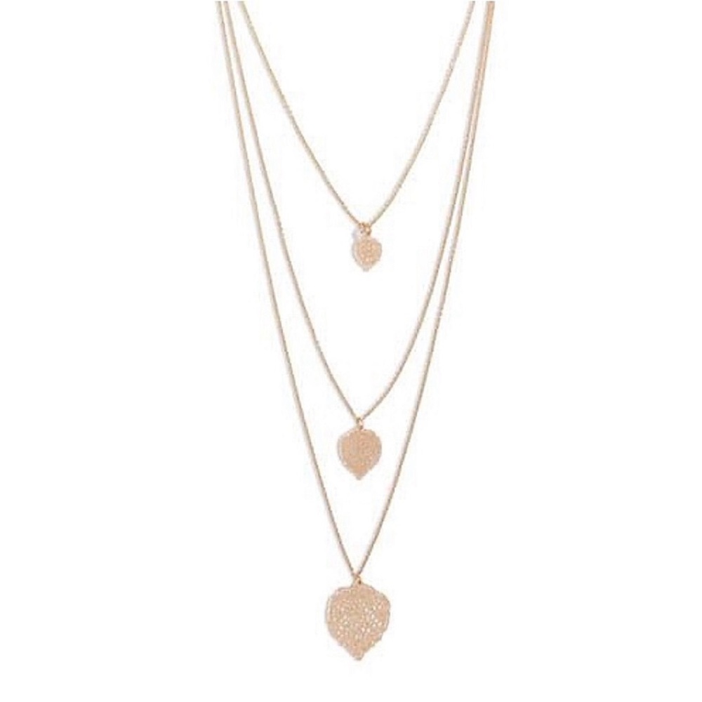 Layered Gold leaf Pendant Necklace